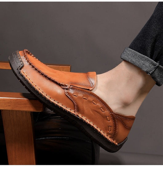 Mocasines Hombre Cuero Ligeros Antideslizantes Sin Cordones - Image 32