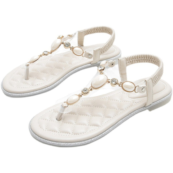 Chanclas Planas con Strass Estilo Romano Talla Grande