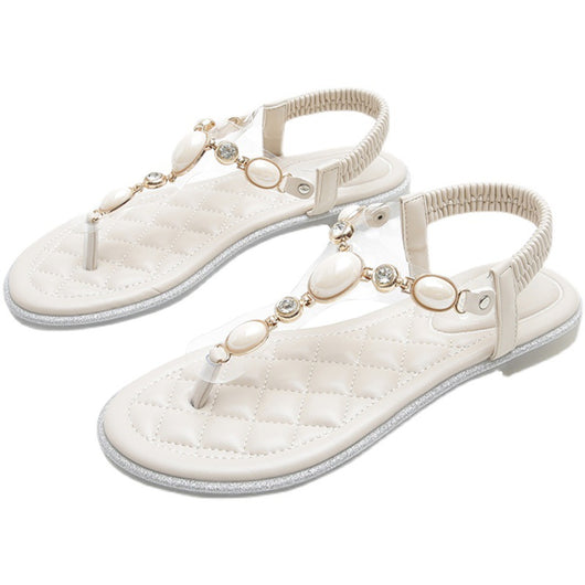 Chanclas Planas con Strass Estilo Romano Talla Grande - Image 2