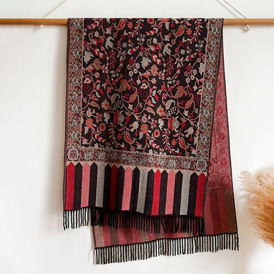 Bufanda Étnica Otoño-Invierno con Flores y Borlas de Hilo Hilado - Image 7