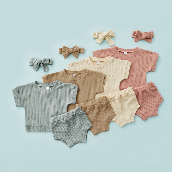 Conjunto Deportivo Casual Textura Waffle Colores Sólidos