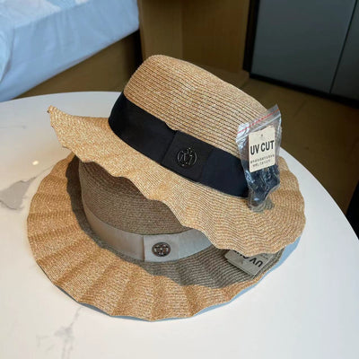 Sombrero de Paja Plegable con Ala Ondulada para Mujer - Image 5