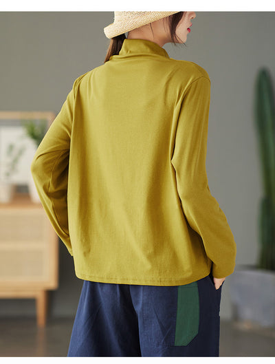 Blusa Retro de Cuello Alto con Botones y Mangas Largas para Mujer - Image 13