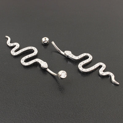 Piercing Ombligo Plata de Ley con Diseño de Serpiente y Circonita - Image 7