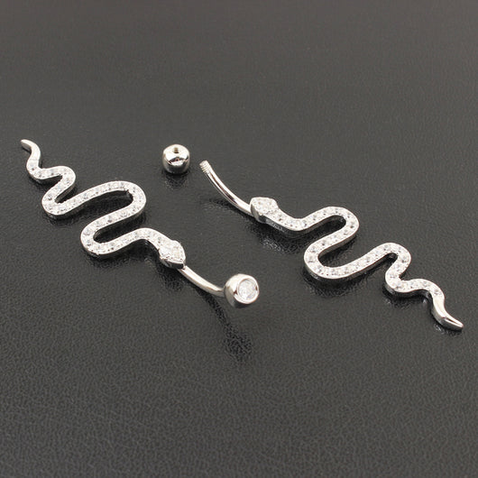 Piercing Ombligo Plata de Ley con Diseño de Serpiente y Circonita - Image 7