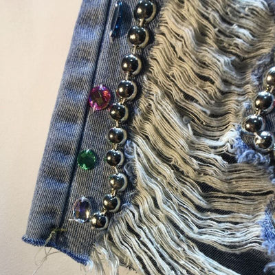 Pantalón Cropped Cintura Alta Slim con Detalles Rotos - Image 3