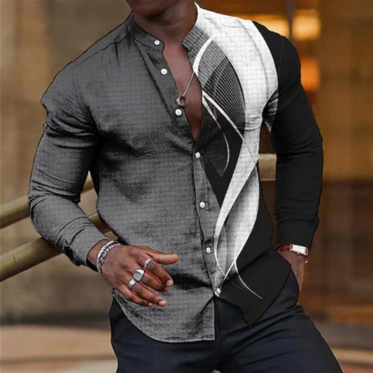Camisa Estampada de Manga Larga para Hombre
