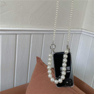 Funda para iPhone XS/XR con Cadena de Perlas Grandes - Protección Elegante - Image 8