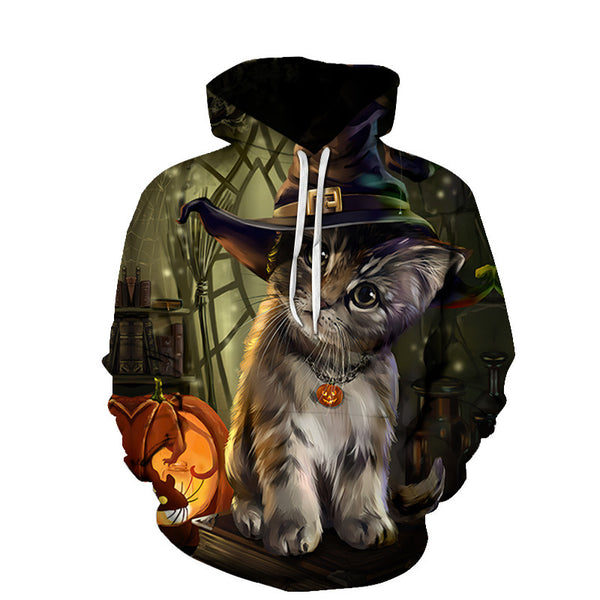 Sudadera 3D Gatos Enamorados - Hoodie Casual Cuello Redondo