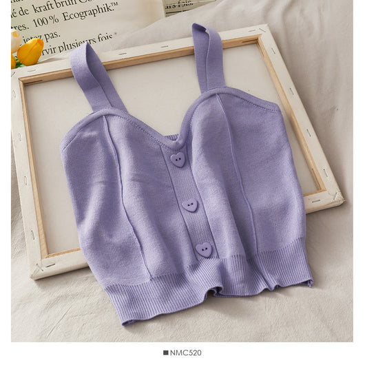 Chaleco Tejido Corto Botones Amor Sweet Wind para Mujer - Image 6