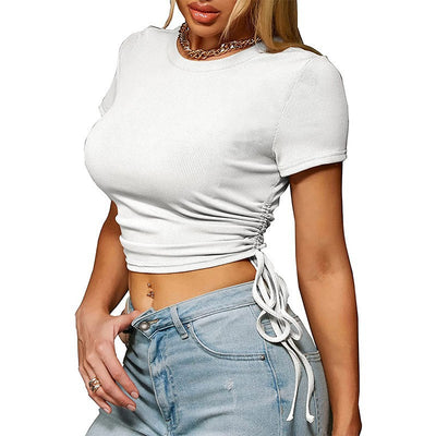 Top de Verano para Mujer Cuello Redondo Manga Corta Ombliguero - Image 8