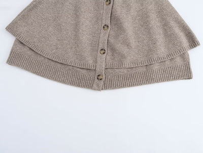 Abrigo Tejido Estilo Capa con Cuello Redondo Multiuso - Image 26
