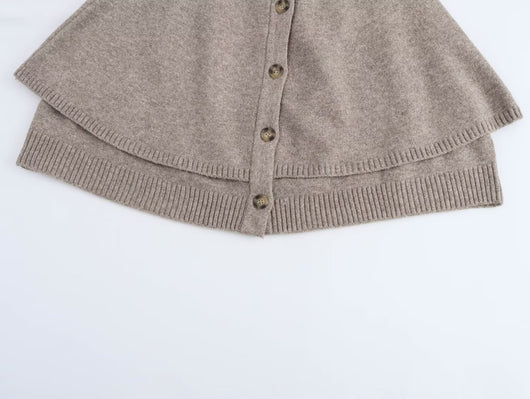 Abrigo Tejido Estilo Capa con Cuello Redondo Multiuso - Image 26