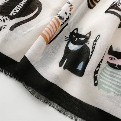 Pañuelo de Seda Estampado Paraíso Gatitos Adorables - Image 31