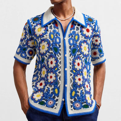 Blusa Tejida Étnica de Manga Corta