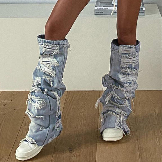 Calentador de Piernas Denim Rotos con Diseño de Personalidad para Mujer - Image 18