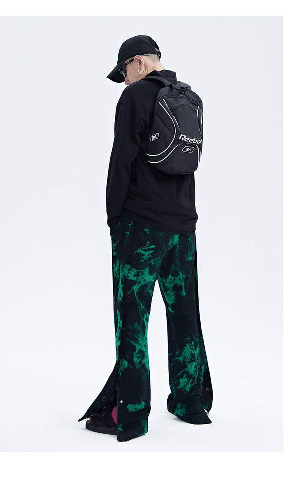 Pantalones Hombre Tie Dye Negro y Verde con Cierre de Cremallera