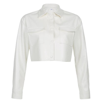 Chaqueta de Cuero Locomotora Oversized con Bolsillos Grandes y Solapa Clásica - Image 13