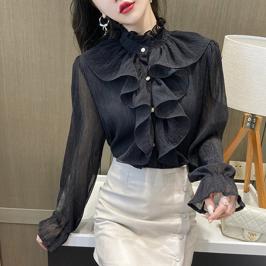 Blusa Cuello Mao Estilo Francés para Mujer - Elegancia Clásica - Image 10