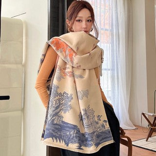 Bufanda de Cachemira Elegante Estilo Nacional Reversible Jacquard Doble Cara - Image 35