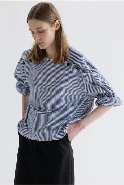 Camisa Holgada a Rayas con Hombros Caídos - Image 12