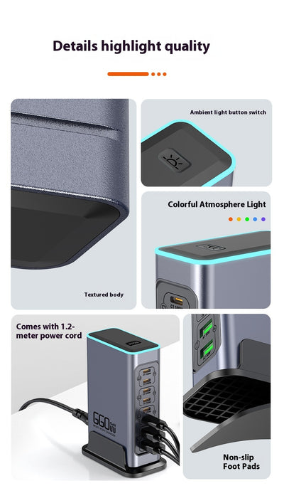 Cargador Rápido GaN 660W Multi-Puerto para Dispositivos Móviles y Tablets - Image 7