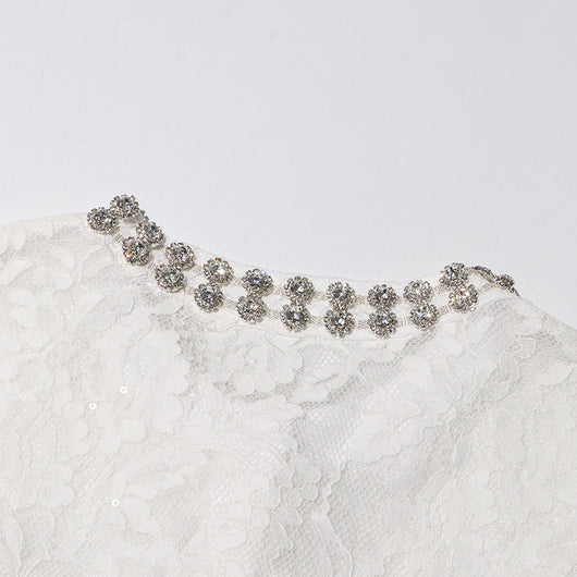 Conjunto Elegante con Blusa de Encaje Diamantado y Falda Cintura Alta - Image 24