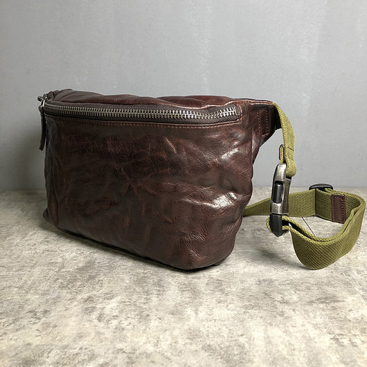 Bolsa Bandolera de Cuero Vacuno con Pliegues Vintage para Hombre - Image 9