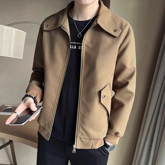 Chaqueta Casual para Hombre en Tono Café - Perfecta para Primavera y Otoño