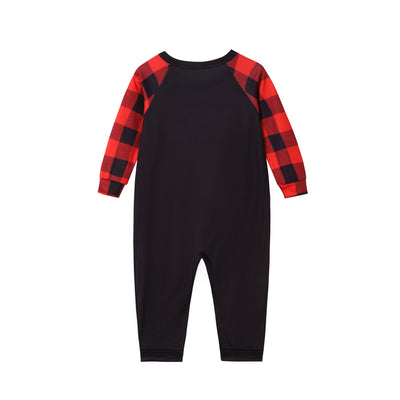 Christmas pajama set with a black long-sleeve top featuring a Santa head in American flag sunglasses and red and black buffalo plaid pants. - Image 13
