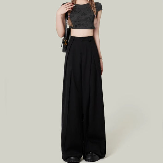 Pantalón Ancho de Tiro Alto Drapeado para Verano - Corte Petite - Image 5