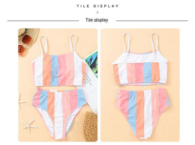 Bikini Deportivo de Talle Alto con Rayas y Triángulo para Verano - Image 5