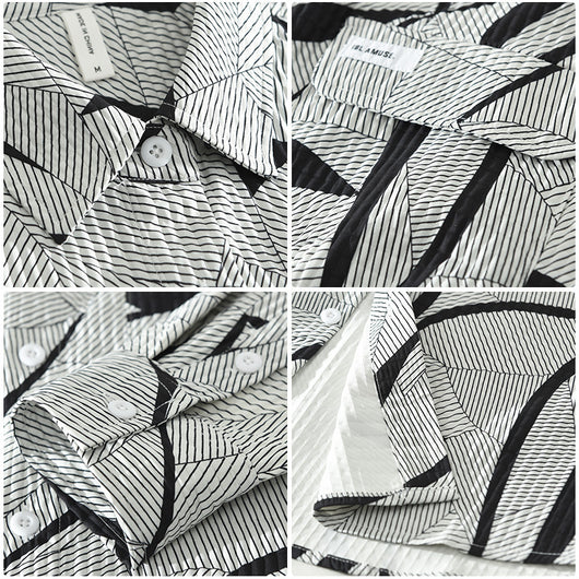 Camisa Estampada de Manga Larga Tendencia Japonesa para Hombre - Image 4