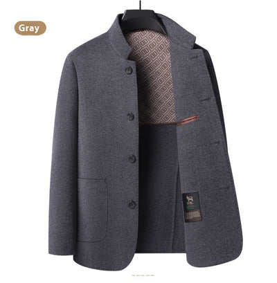 Abrigo de Lana Reversible con Cuello Mao de Largo Medio para Hombre - Image 17
