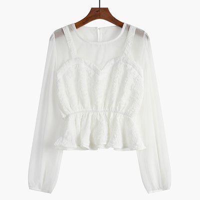 Blusa Elegante con Mangas Linterna y Efecto Dos Piezas - Image 2