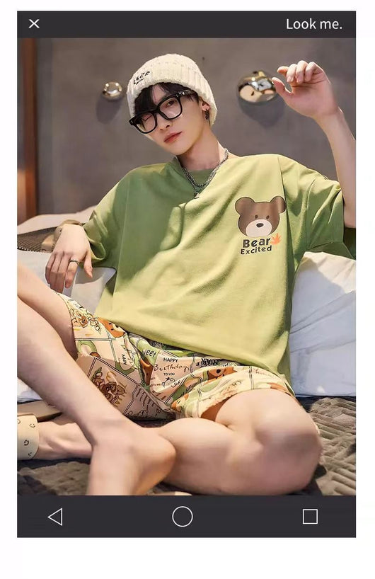 Conjunto Veraniego Hombre Estilo Coreano Manga Corta Holgado - Image 24