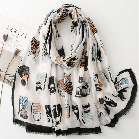 Pañuelo de Seda Estampado Paraíso Gatitos Adorables - Image 41