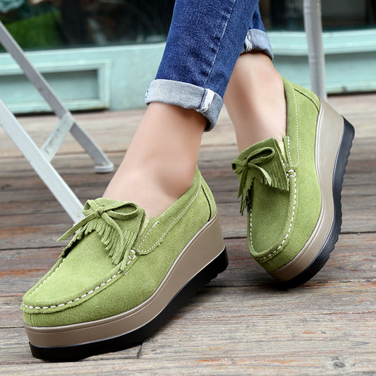 Zapatos Casuales para Mujer con Diseño de Moño y Plataforma Gruesa