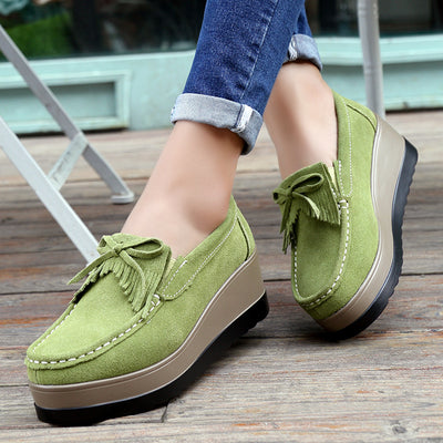 Zapatos Casuales para Mujer con Diseño de Moño y Plataforma Gruesa