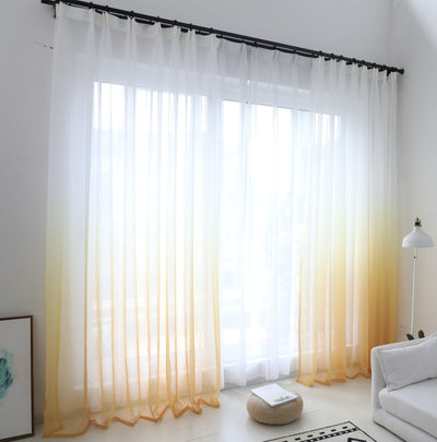 Green and white gradient sheer curtains made of polyester fiber, offering half shading for a modern room. - Image 17
