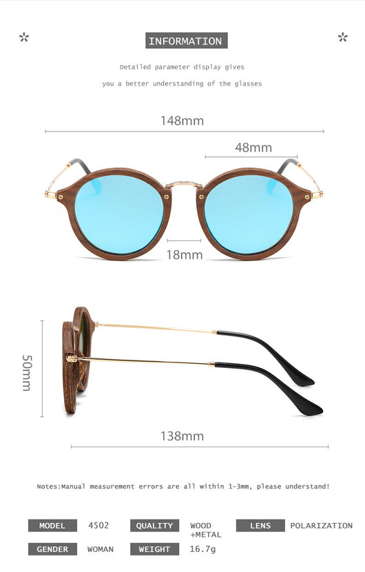Gafas de Sol Redondas en Madera de Nogal - Estilo Casual Versátil - Image 10