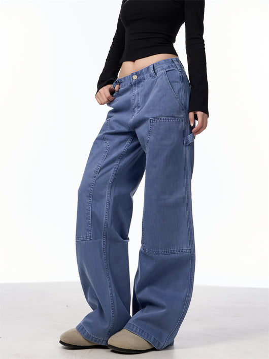 Jeans Rectos Sueltos Estilo Retro con Bolsillos para Mujer - Image 9