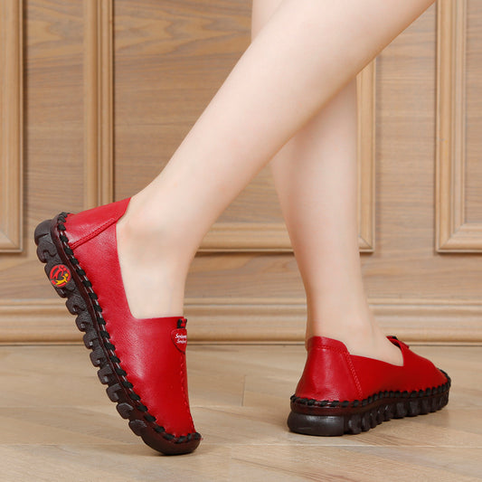 Zapatos Casuales de Cuero para Mujer con Suela Suave y Diseño Otoñal