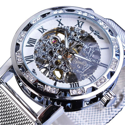 Reloj Mecánico con Correa Hueca de Diamantes de Imitación - Image 9