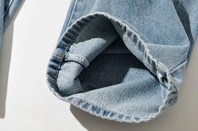 Pantalón Denim Cintura Alta Pierna Ancha con Detalle Oblicuo - Image 7