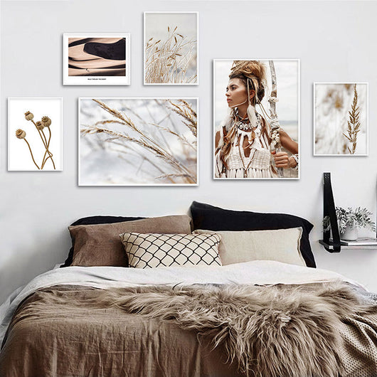 Cuadro Decorativo Boho Mujer Nórdico con Caña y Hierba - Image 17