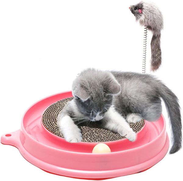 Rascador Interactivo para Gatos con Juguete de Pelota - Pad de Entrenamiento y Ejercicio