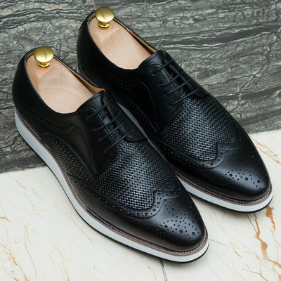 Zapatos Derby Tejidos Punta Fina - Calzado Casual de Cuero para Hombre - Image 15