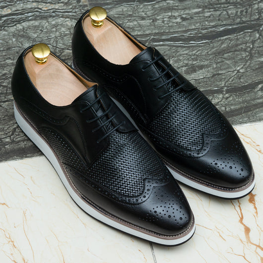 Zapatos Derby Tejidos Punta Fina - Calzado Casual de Cuero para Hombre - Image 15