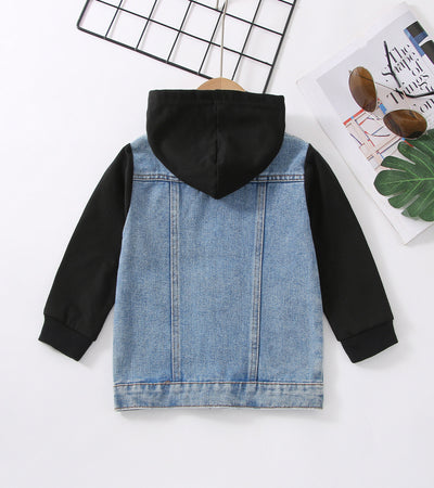 Chaqueta Denim Raglan con Capucha Estilo Europeo y Americano para Niño - Image 8